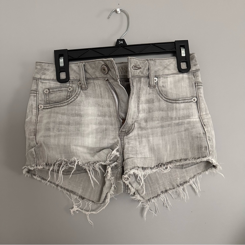 Distressed Light Gray American Eagle Shorts